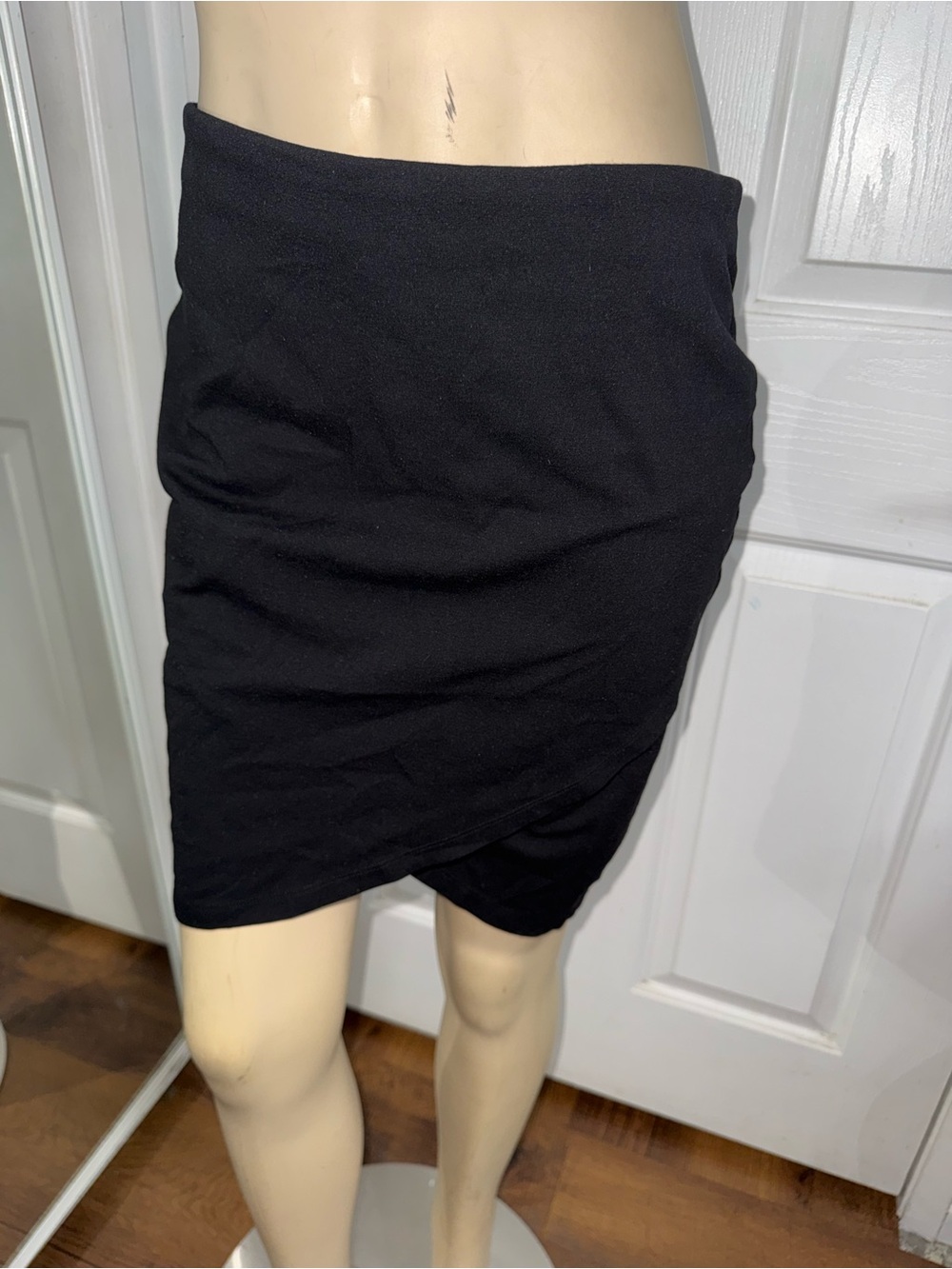 CeCe Black Mini Wrap-Front Skirt
